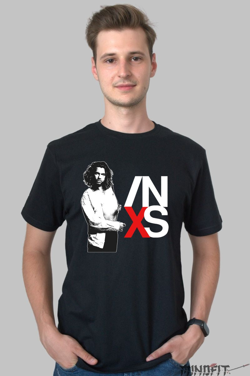 Tricou INXS - Portret Iconic & Logo Retro barbat negru