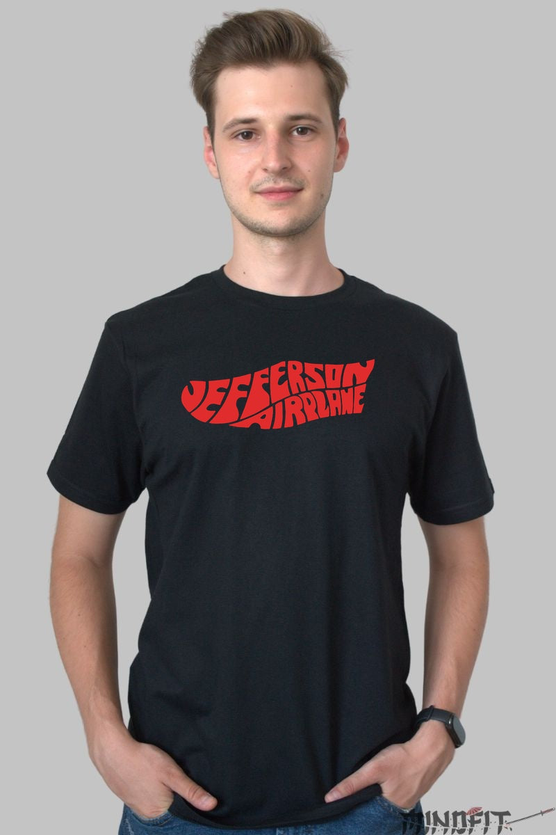Tricou Jefferson Airplane - Logo Psychedelic 1969 barbat negru