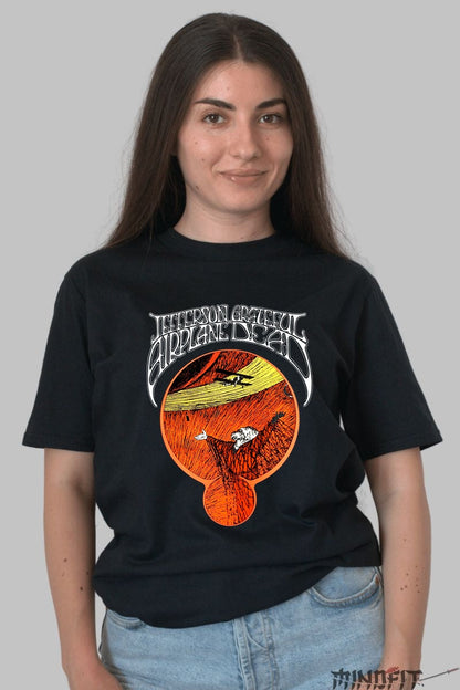 Tricou Jefferson Grateful Airplane - Psychedelic Fusion Art dama negru