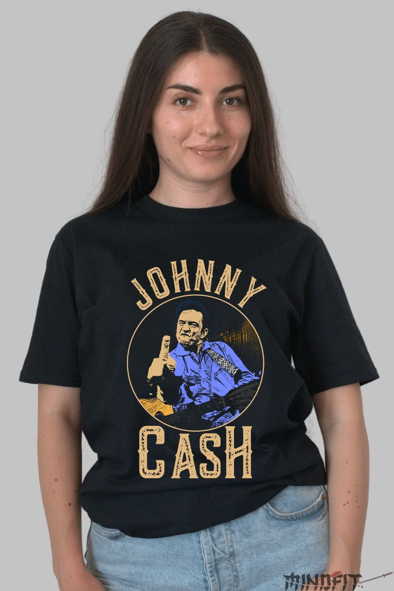 Tricou Johnny Cash - Rebelul Legendelor Country dama negru