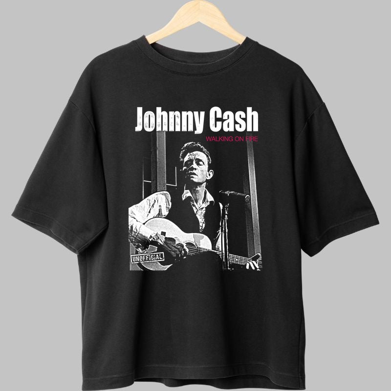Tricou Johnny Cash - Walking on Fire fata