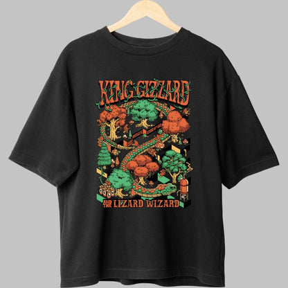 Tricou King Gizzard - Lizard Wizard Fantasy Forest fata