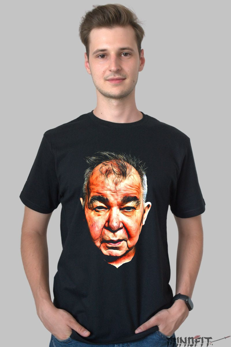 Tricou Legends & Lines - Portret Artistic Retro barbat negru