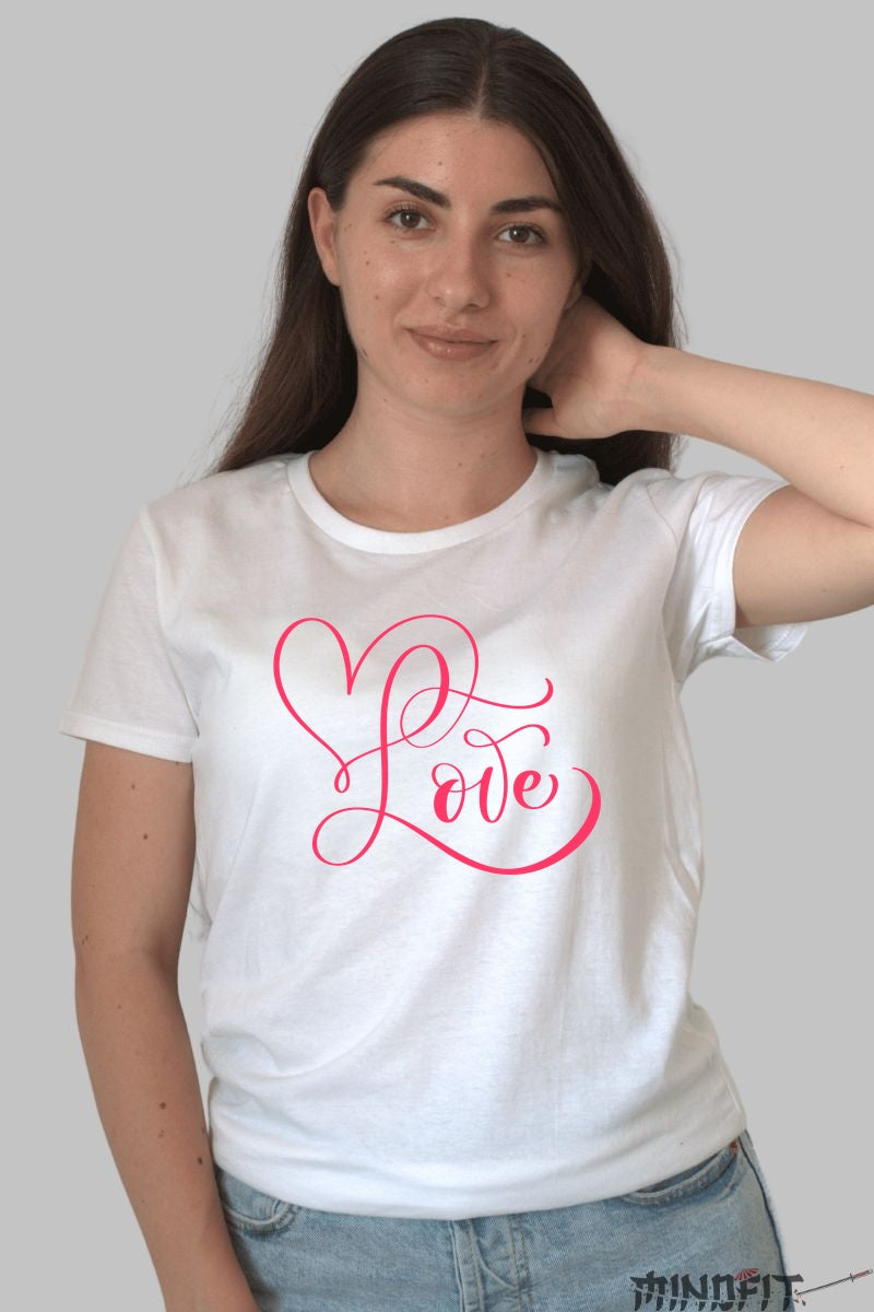 Tricou Love - Exprimarea Sentimentelor cu Stil Dama Alb
