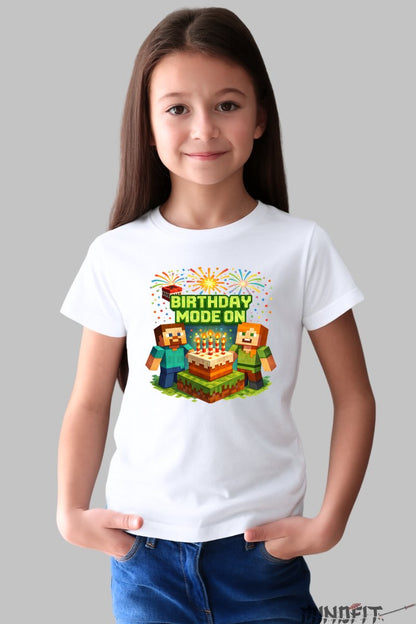 Tricou Minecraft - Mode My Birthday fata alb