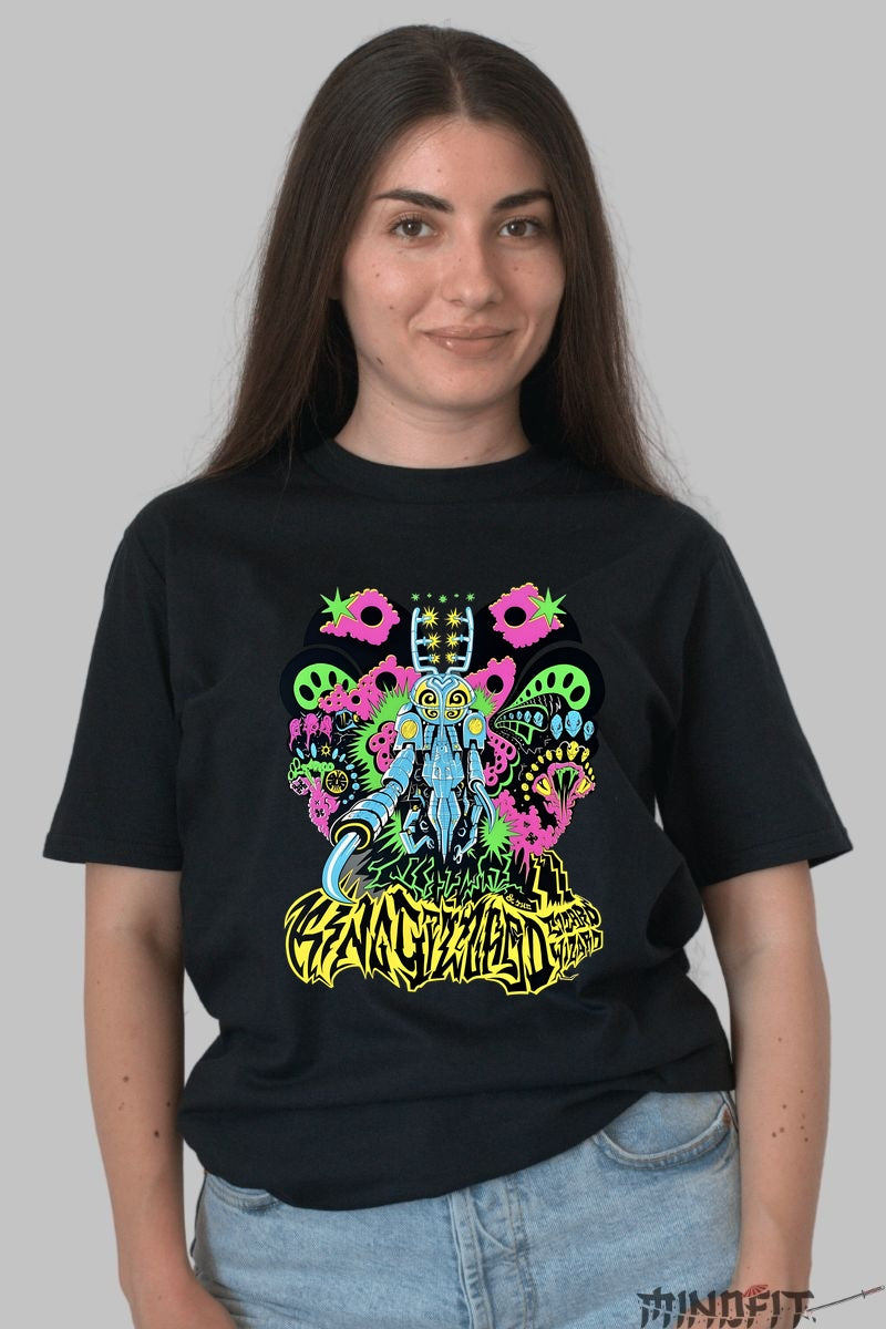 Tricou Psychedelic Invasion - Alien Cyber Trip dama negru