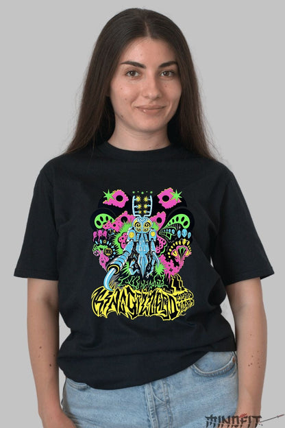 Tricou Psychedelic Invasion - Alien Cyber Trip dama negru
