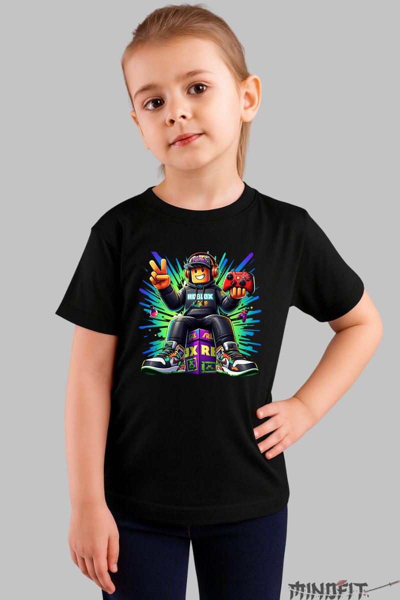 Tricou Roblox Gamers Unite - Model Controler Exploziv fata negru