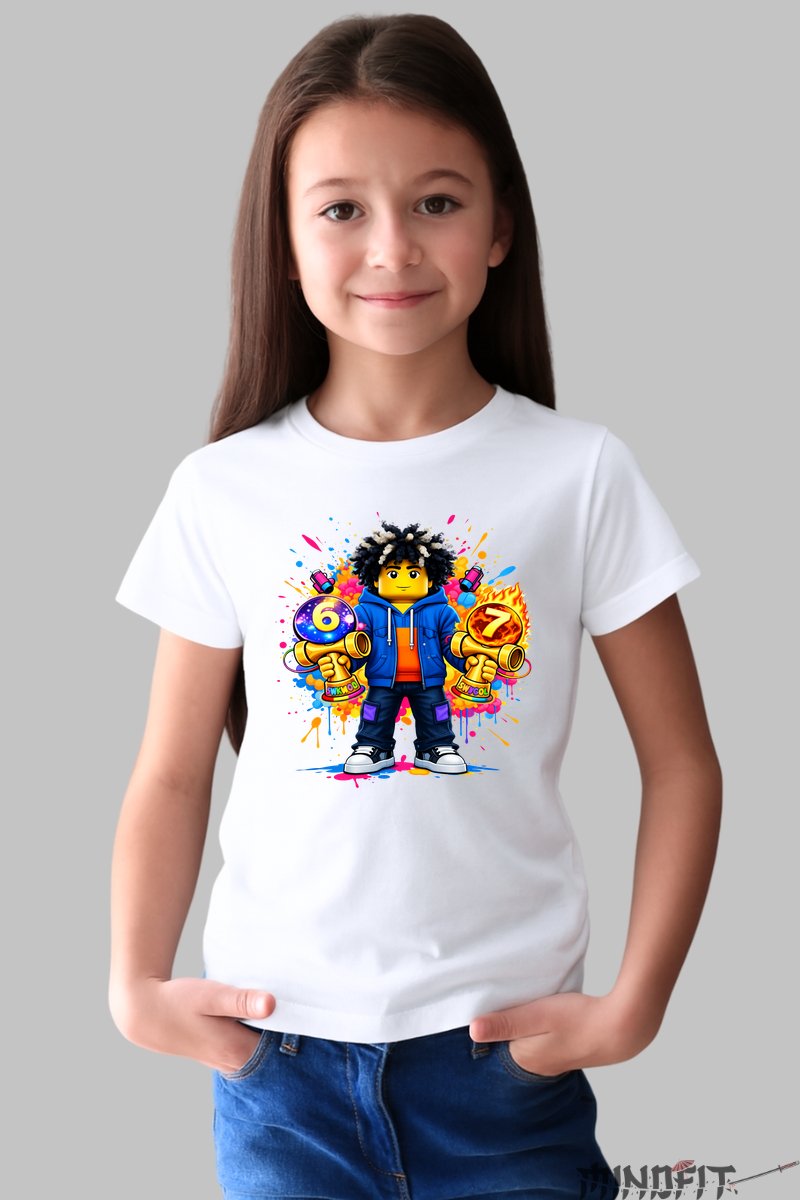 Tricou Roblox Kendama - Explozie de Culoare fata alb