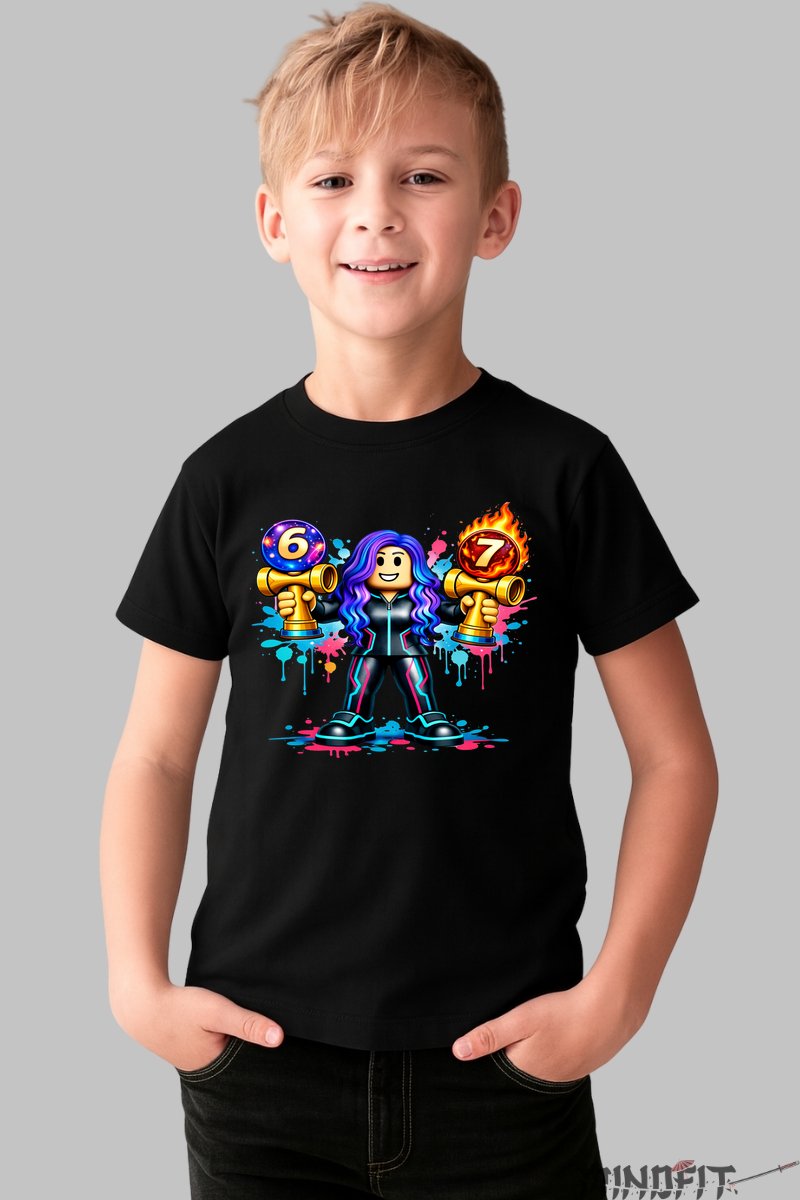 Tricou Roblox Kendama - Model Valuri Electrice baiat negru