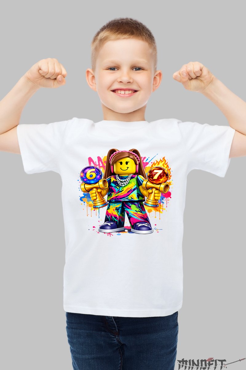 Tricou Roblox Kendama - Model Valuri Electrice baiat alb