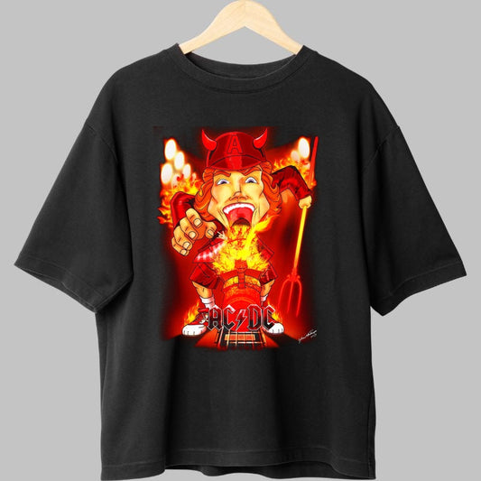 Tricou Rock AC/DC - Demonul Scena Electric fata negru
