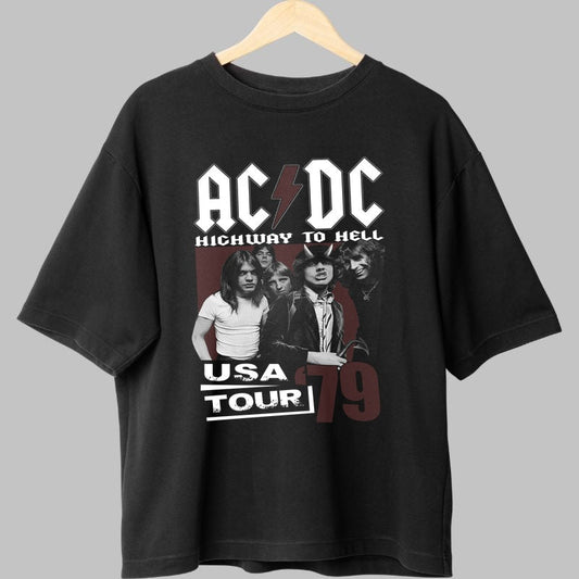 Tricou Rock AC/DC - Highway to Hell USA Tour 1979 fata negru