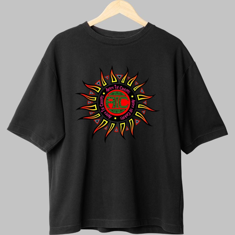Tricou Rock Alice in Chains - Logo Tribal Exploziv fata negru