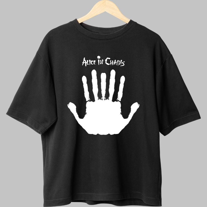 Tricou Rock Alice in Chains - White Hand Print Negru fata negru