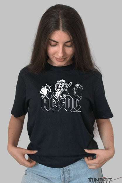 Tricou Rock Band AC/DC - Let There Be Rock dama negru