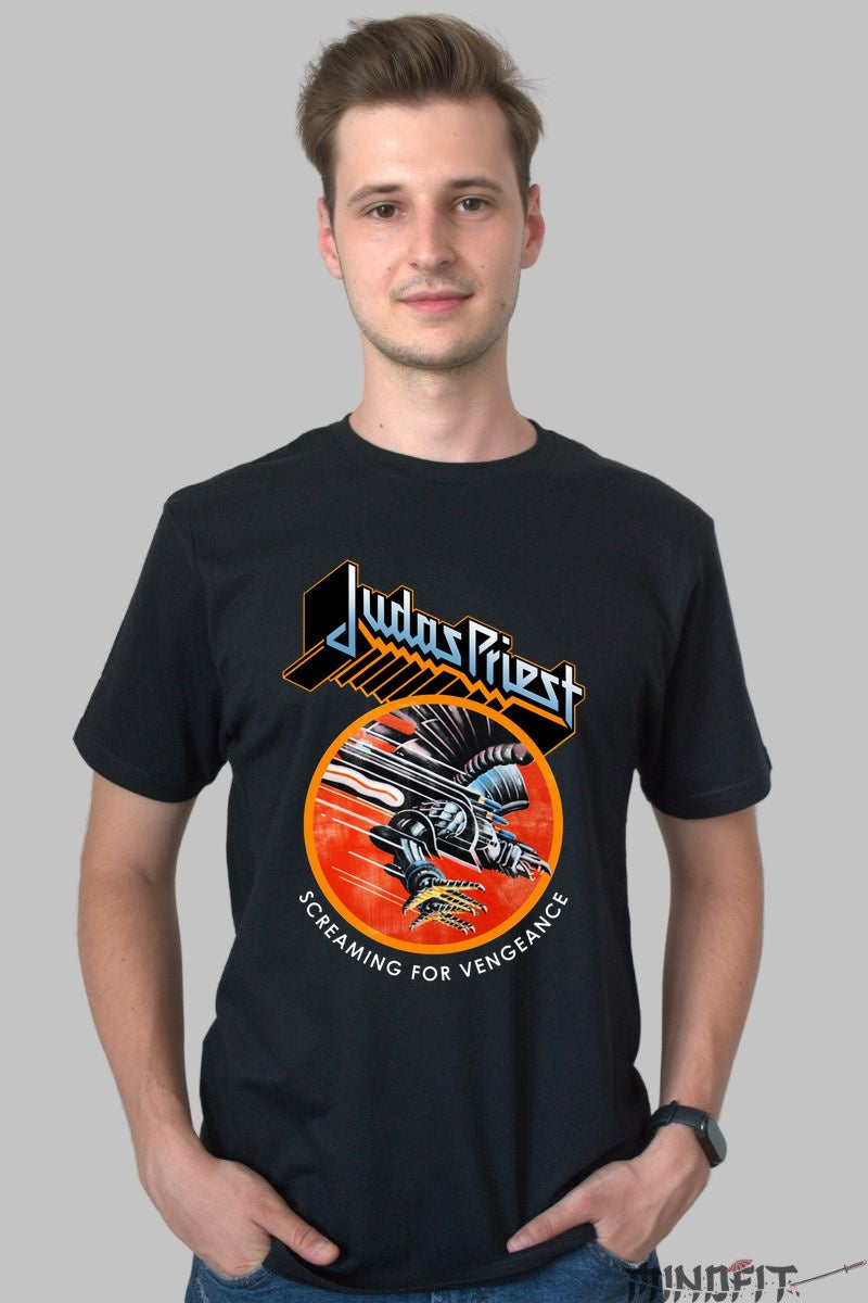 Tricou Rock Judas Priest - Screaming for Vengeance barbat negru