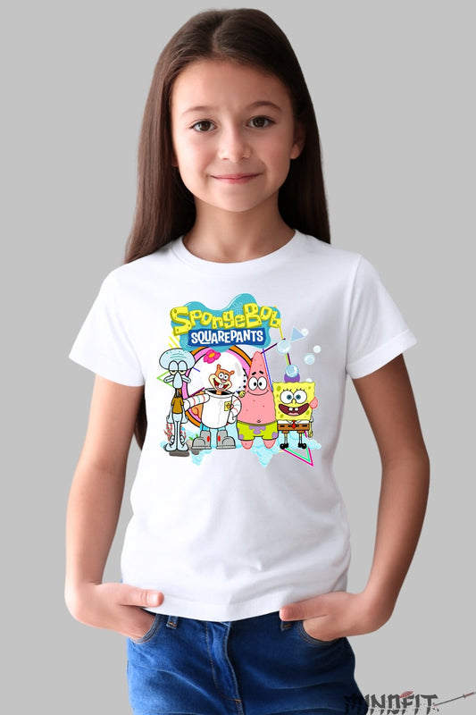Tricou SpongeBob Gang - Cartoon Network fata alb