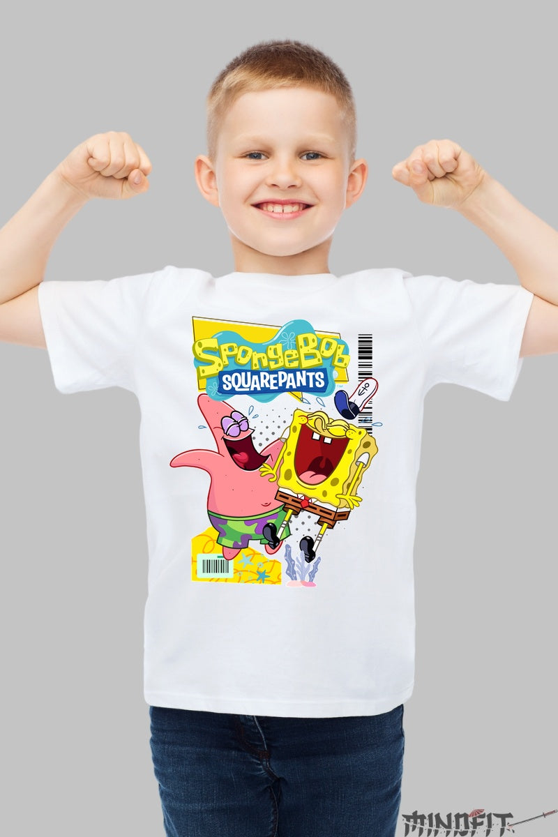 Tricou SpongeBob si Patrick - Cartoon Network baiat alb