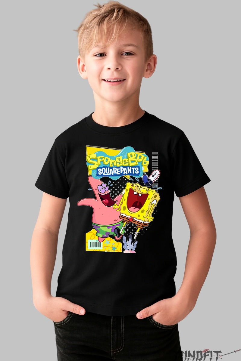 Tricou SpongeBob si Patrick - Cartoon Network baiat negru