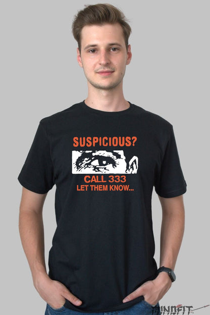 Tricou Suspicious- Call 333 - Statement Urban barbat negru