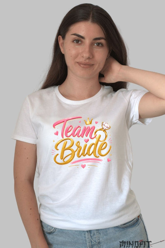 Tricou Team Bride - Stil Si Eleganta La Orice Petrecere Dama Alb