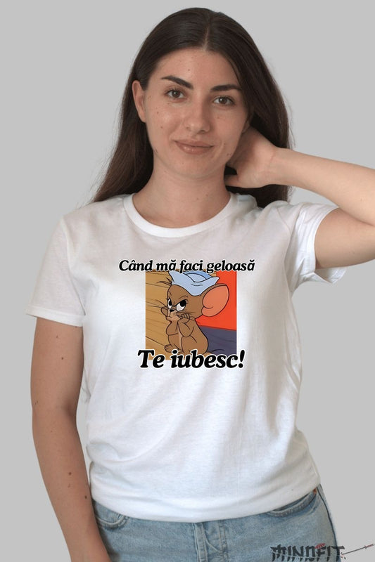 Tricou Tom Si Jerry Cand ma faci geloasa dama alb