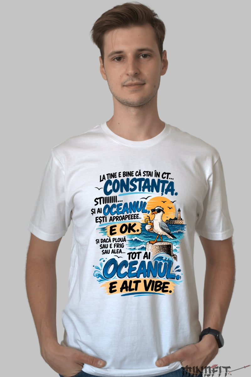 Tricou unisex Constanta Oceanul E Alt Vibe barbat alb