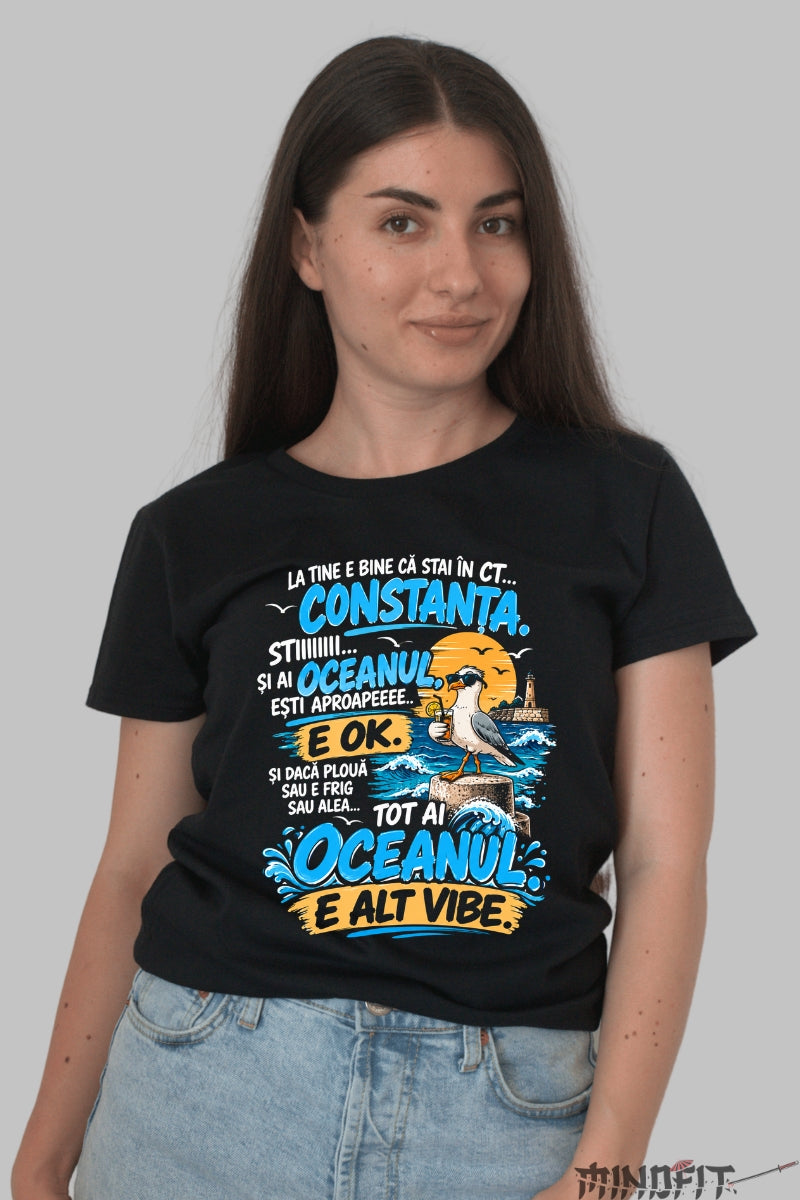 Tricou unisex Constanta Oceanul E Alt Vibe dama negru