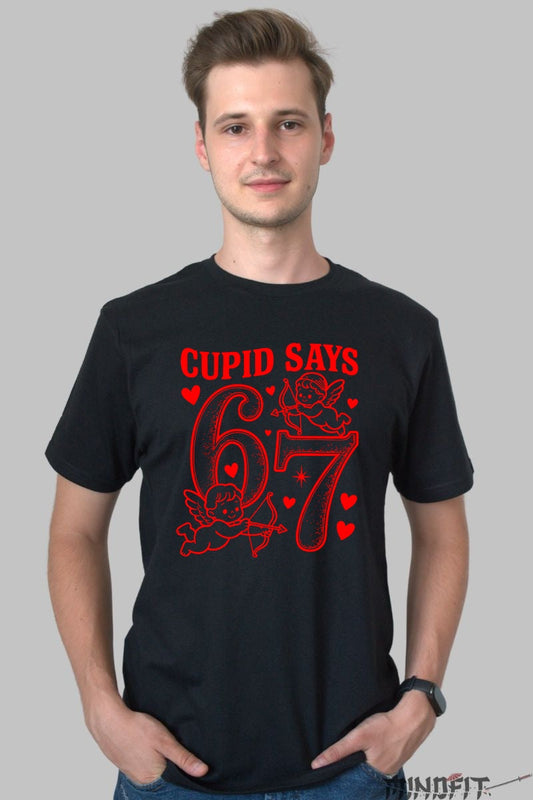 Tricou Valentine's Day - Cupid Says 67 barbat negru