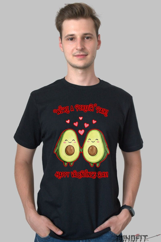 Tricou Valentine's Day Cuplu - We're A Perfect Pair barbat negru