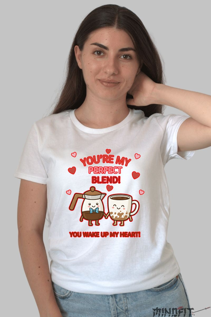 Tricou Valentine's Day Cuplu - You-re My Perfect Blend dama alb