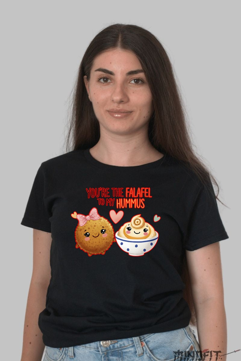 Tricou Valentine-s Day Cuplu - You-re The Falafel To My Hummus dama negru