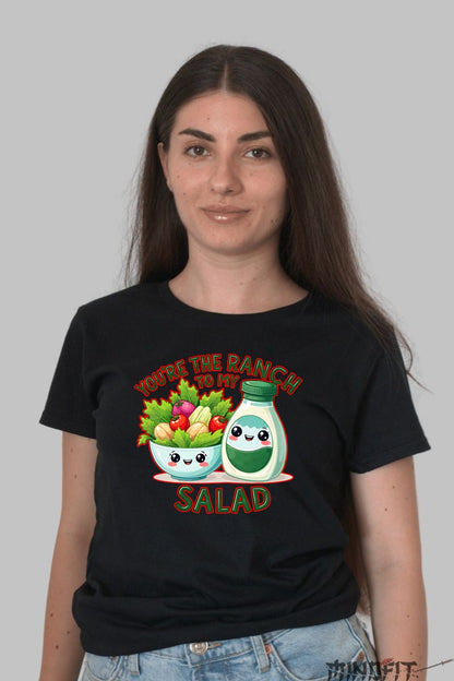 Tricou Valentine's Day Cuplu - You-re The Ranch To My Salad dama negru