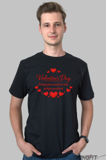 Tricou Valentine's Day - Echipa Perfecta barbat negru