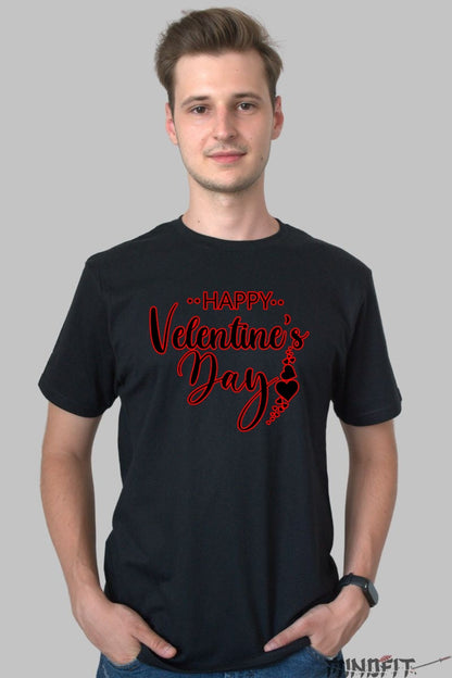 Tricou Valentine's Day - Happy Valentine's Day Rosu Elegant barbat negru
