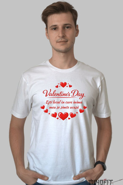 Tricou Valentine's Day - Inima Mea Acasa barbat alb
