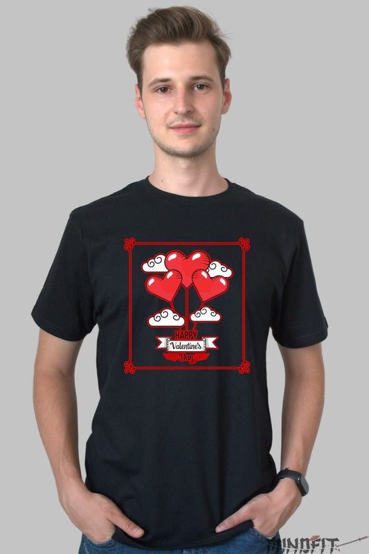 Tricou Valentine's Day - Inimi Zburatoare Pentru Iubirea Ta barbat negru