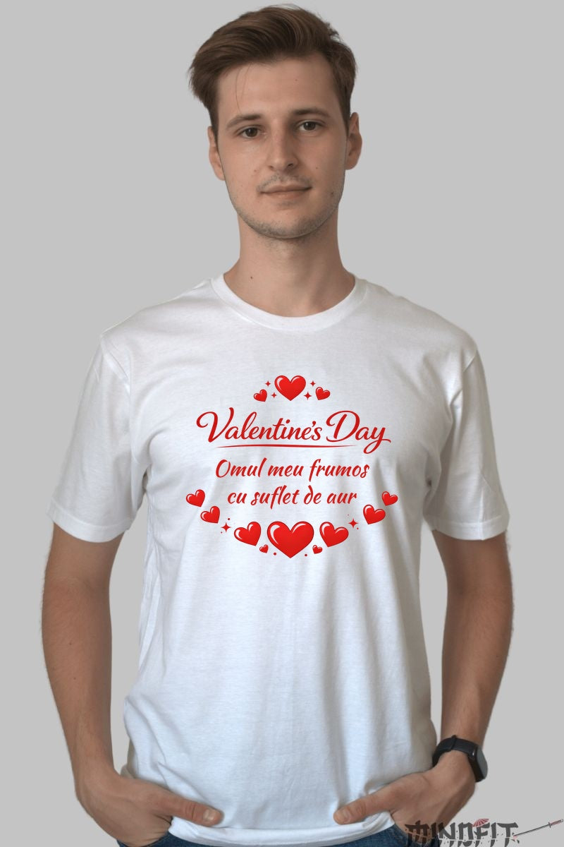Tricou Valentine's Day - Suflet de Aur barbat alb