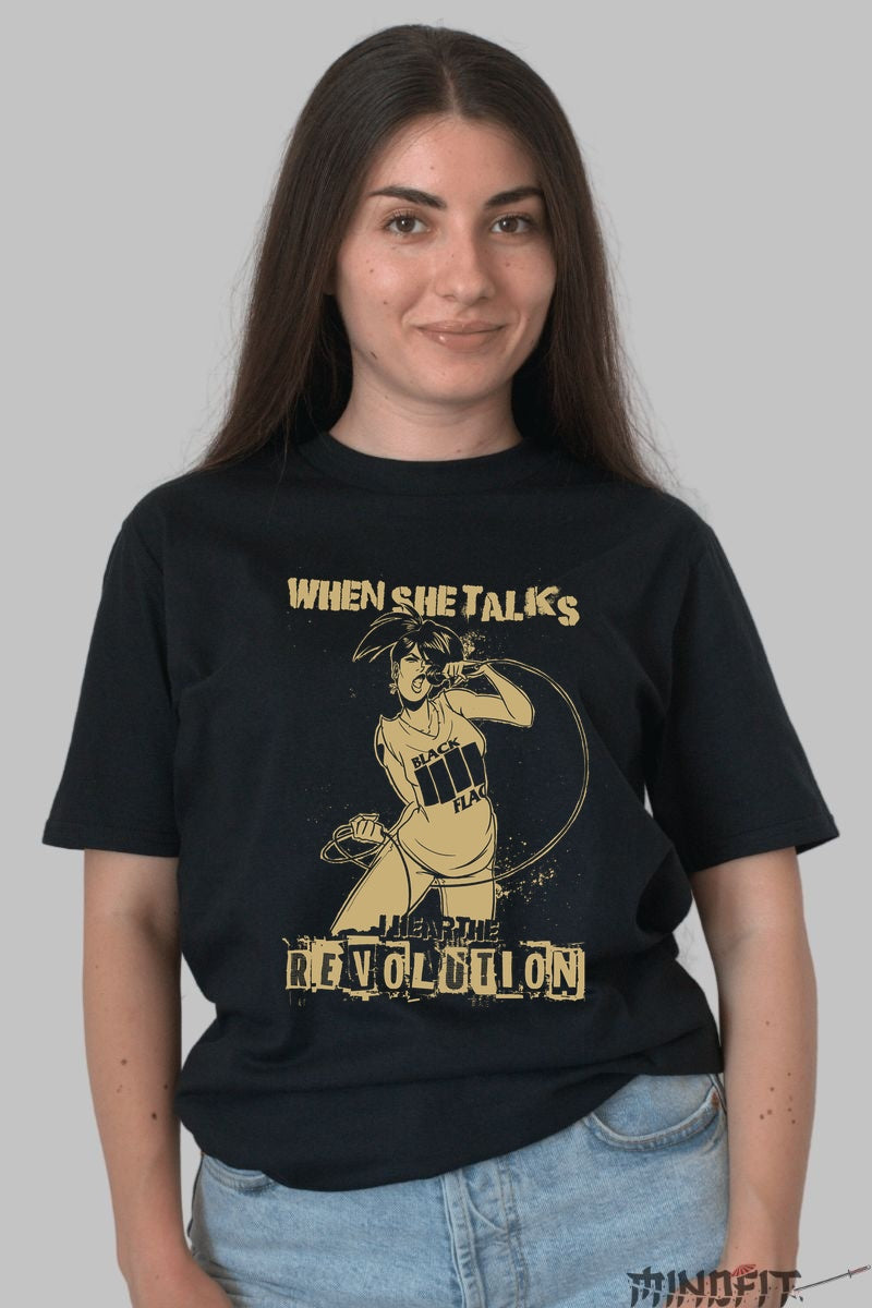 Tricou When She Talks - Hear the Revolution fata negru